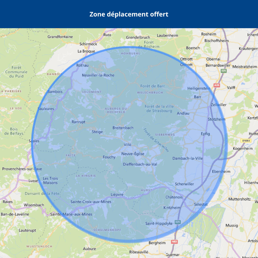 Zone de déplacement offert